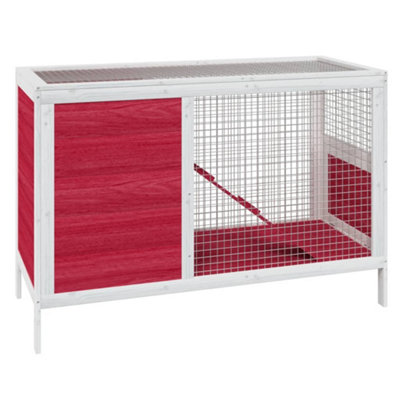 Berkfield Rustic Rabbit Hutch Red 103X44X69.5 Cm Solid Wood Pine from B&Q