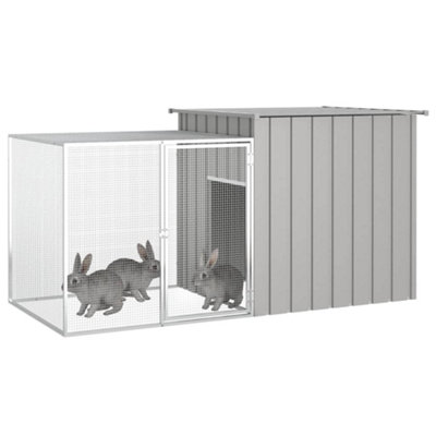 B&Q -  Durable Rabbit Cage Grey 200X91X100 Cm Galvanised Steel