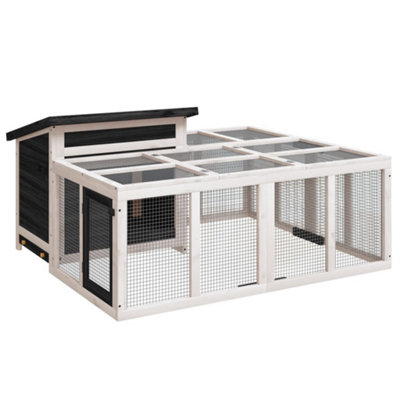 Berkfield Rustic Rabbit Hutch Grey 144X123X67.5 Cm Solid Wood Pine