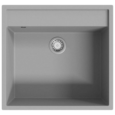 Berkfield Sleek Kitchen Sink With Overflow Hole Grey Granite from B&Q