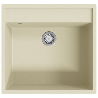 Berkfield Sleek Kitchen Sink With Overflow Hole Beige Granite from B&Q