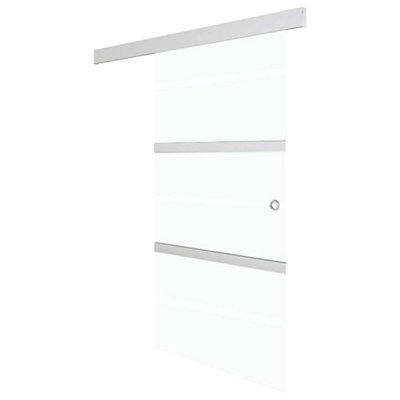 Berkfield Functional Sliding Door Esg Glass And Aluminium 90X205 Cm Silver from B&Q