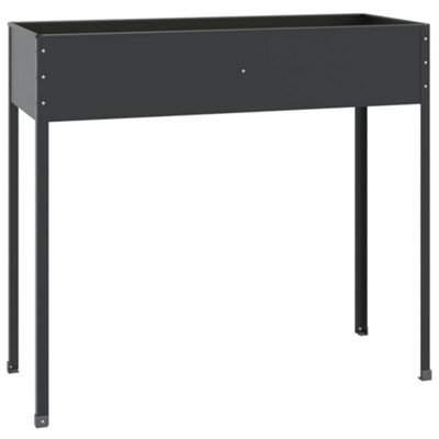 B&Q -  Durable Garden Planter Anthracite 100.5X40.5X90 Cm Galvanised Steel