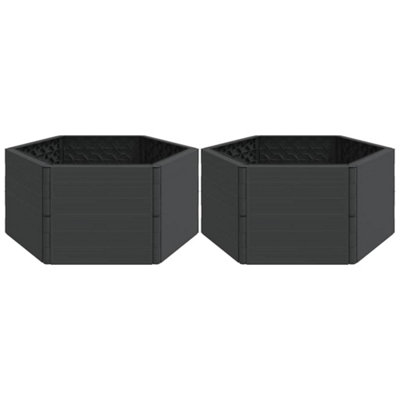 B&Q -  Durable Garden Planters 2 Pcs Anthracite Pp