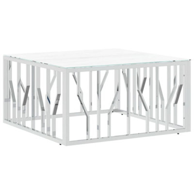 Berkfield Modern Coffee Table Silver 80X80X40 Cm Stainless Steel And Glass from B&Q