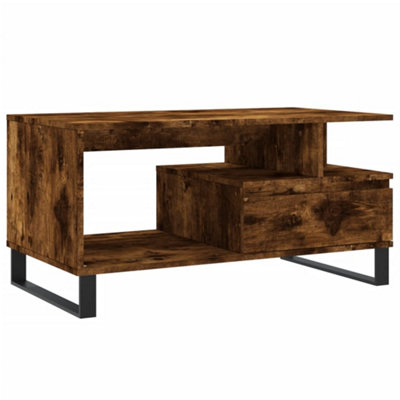 Berkfield Modern Coffee Table Smoked Oak 90X49X45 Cm Engineered Wood