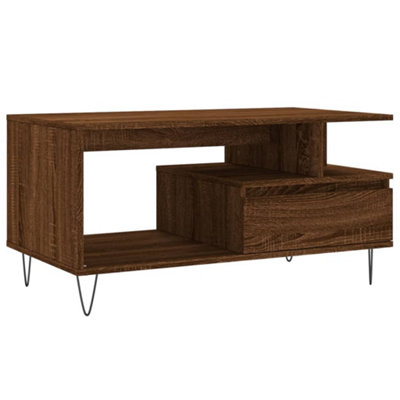 Berkfield Modern Coffee Table Brown Oak 90X49X45 Cm Engineered Wood