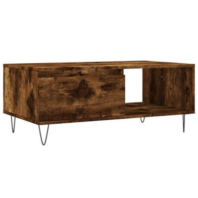 Berkfield Modern Coffee Table Smoked Oak 90X50X36.5 Cm Engineered Wood