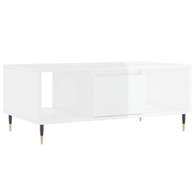 B&Q -  Modern Coffee Table High Gloss White 90X50X36.5 Cm Engineered Wood