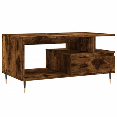 Berkfield Modern Coffee Table Smoked Oak 90X49X45 Cm Engineered Wood