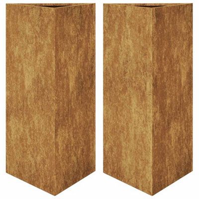 B&Q -  Durable Garden Planters 2 Pcs Triangular 40X34.5X70 Cm Corten Steel