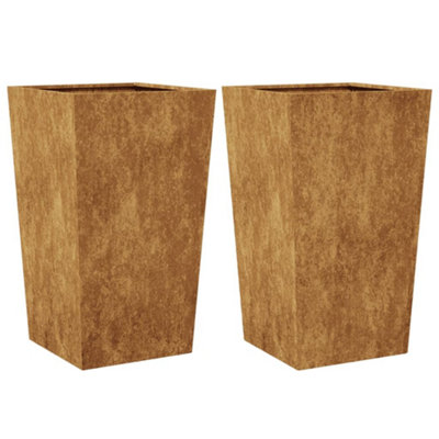 B&Q -  Durable Garden Planters 45X45X75 Cm 2 Pcs Corten Steel