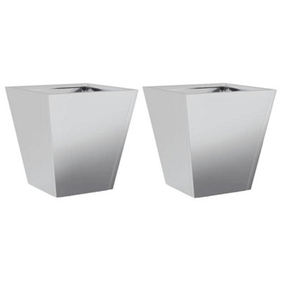 B&Q -  Durable Garden Planters 30X30X30 Cm 2 Pcs Galvanised Steel