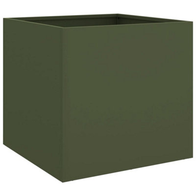 B&Q -  Durable Planter Olive Green 42X40X39 Cm Steel