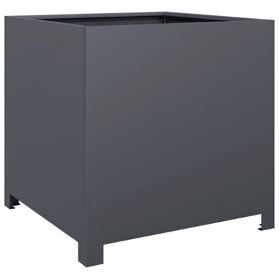 B&Q -  Durable Garden Planter Anthracite 50X50X50 Cm Steel