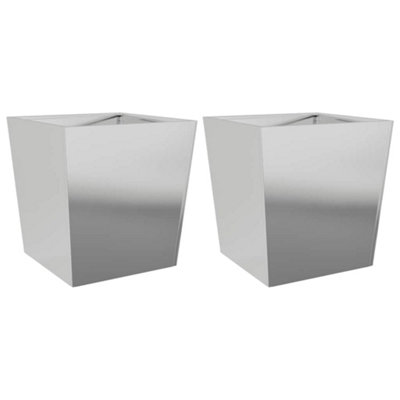 B&Q -  Durable Garden Planters 50X50X50 Cm 2 Pcs Galvanised Steel