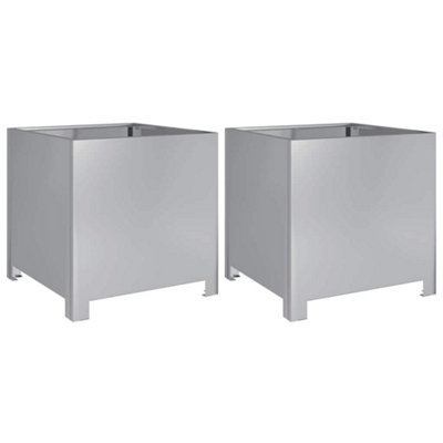 B&Q -  Durable Garden Planters 2 Pcs 40X40X40 Cm Galvanised Steel