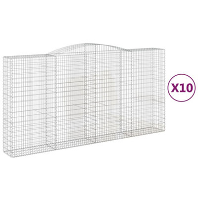 B&Q -  Durable Arched Gabion Baskets 10 Pcs 400X50X200/220 Cm Galvanised Iron