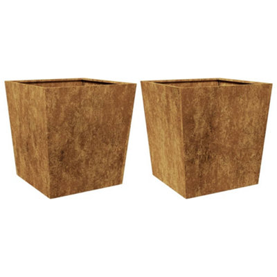B&Q -  Durable Garden Planters 50X50X50 Cm 2 Pcs Corten Steel