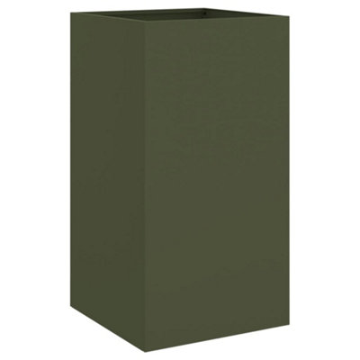 B&Q -  Durable Planter Olive Green 42X38X75 Cm Steel