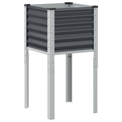 B&Q -  Durable Garden Planter Anthracite 45X45X88 Cm Steel