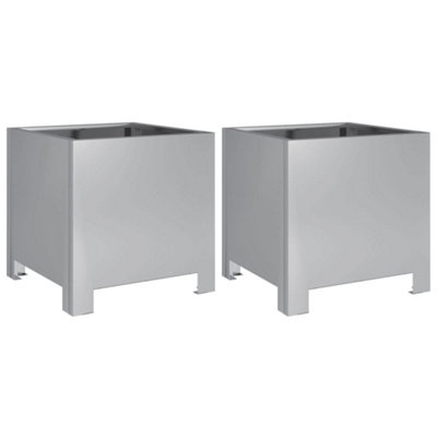 B&Q -  Durable Garden Planters 2 Pcs 30X30X30 Cm Galvanised Steel