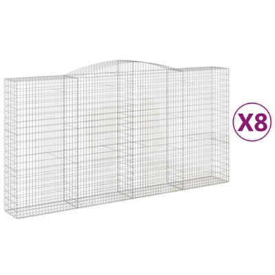 B&Q -  Durable Arched Gabion Baskets 8 Pcs 400X50X200/220 Cm Galvanised Iron