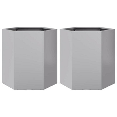 B&Q -  Durable Garden Planter 2 Pcs Hexagon 46X40X45 Cm Galvanized Steel