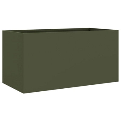 B&Q -  Durable Planter Olive Green 62X30X29 Cm Steel