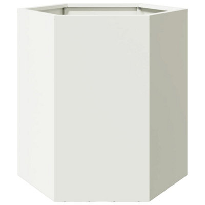 B&Q -  Durable Garden Planter White Hexagon 46X40X45 Cm Steel
