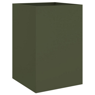 B&Q -  Durable Planter Olive Green 52X48X75 Cm Steel
