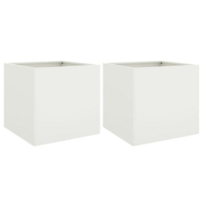 B&Q -  Durable Planters 2 Pcs White 49X47X46 Cm Steel