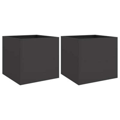 B&Q -  Durable Planters 2 Pcs Black 42X40X39 Cm Steel