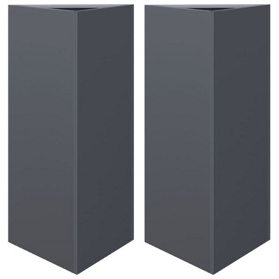 B&Q -  Durable Garden Planters 2 Pcs Anthracite Triangular 40X34.5X70 Cm Steel