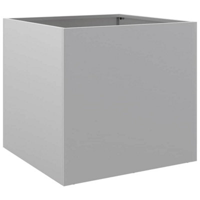 B&Q -  Durable Planter Silver 42X40X39 Cm Galvanised Steel