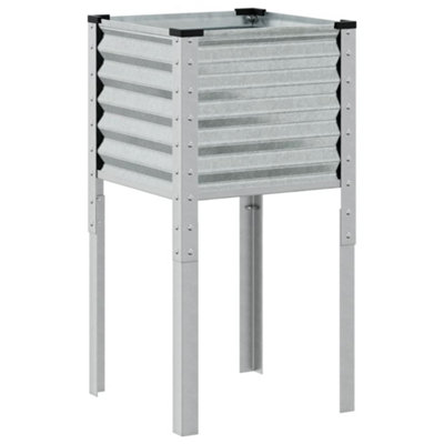 B&Q -  Durable Garden Planter 45X45X88 Cm Galvanised Steel