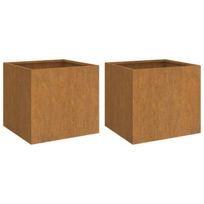 B&Q -  Durable Planters 2 Pcs 32X30X29 Cm Corten Steel