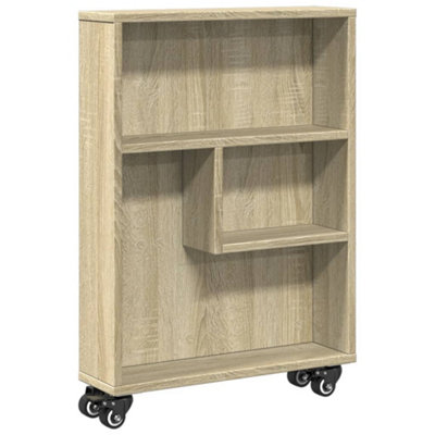 Berkfield Durable Narrow Storage Trolley Sonoma Oak 48X13X68 Cm Engineered Wood