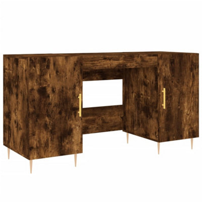 Berkfield Industrial Desk Smoked Oak 140X50X75 Cm Engineered Wood