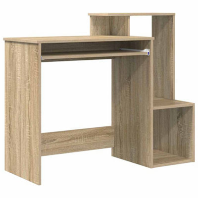 Berkfield Modern Sonoma Oak Computer Desk Sonoma Oak Mdf With Oak Veneer Medium from B&Q