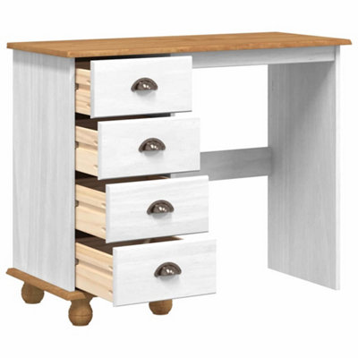 Berkfield Durable Desk "askim" With Drawers White 95X40X75 Cm Solid Wood Pine from B&Q