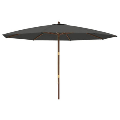 B&Q -  Durable Garden Parasol With Wooden Pole Anthracite 400X273 Cm