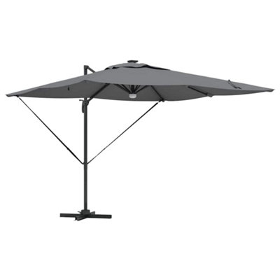 B&Q -  Modern Roma Parasol With Led Strip Lights Anthracite Aluminium