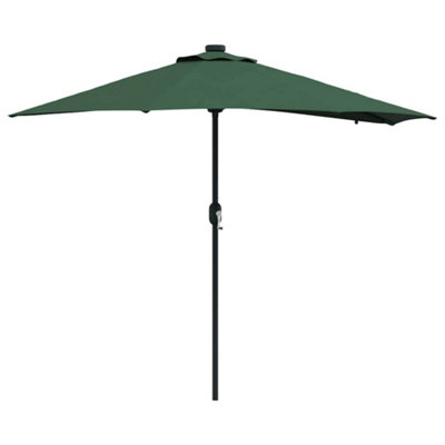 B&Q -  Modern Garden Parasol With Led Strip Lights Green Fabric
