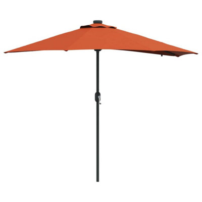 B&Q -  Modern Garden Parasol With Led Strip Lights Terracotta Fabric
