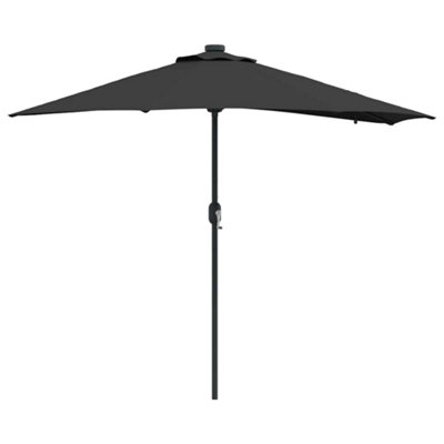 B&Q -  Modern Garden Parasol With Led Strip Lights Black Fabric