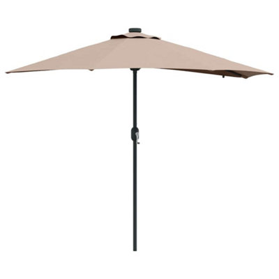 B&Q -  Modern Garden Parasol With Led Strip Lights Taupe Fabric