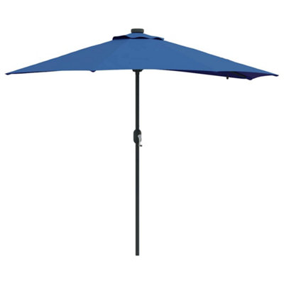 B&Q -  Modern Garden Parasol With Led Strip Lights Blue Fabric