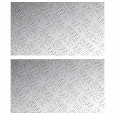 Berkfield Modern Aluminum Checker Plates 2 Pack Anti-Slip 70X40 Cm from B&Q