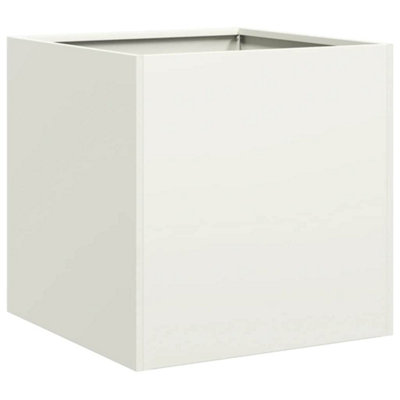 B&Q -  Modern Planter White 40X40X40 Cm Cold-Rolled Steel
